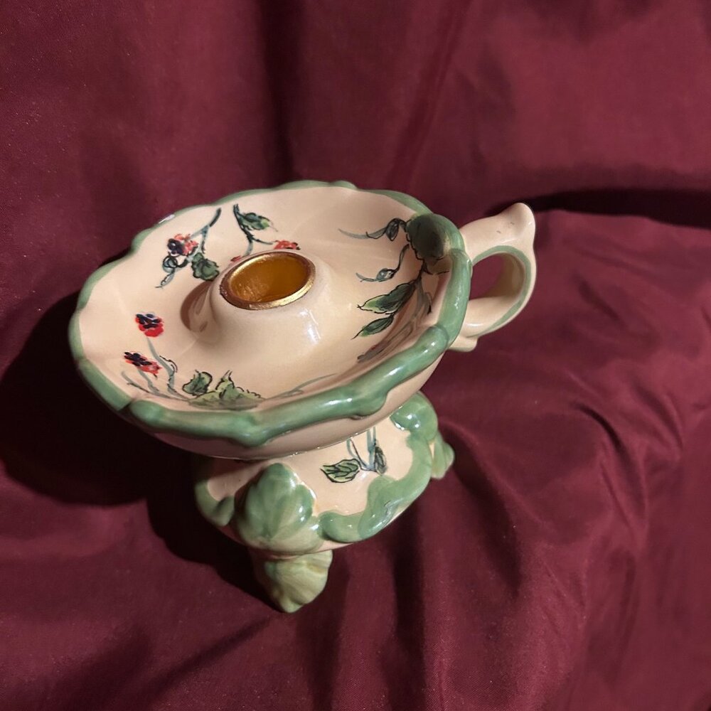 Vintage  hand painted ceramic candle
